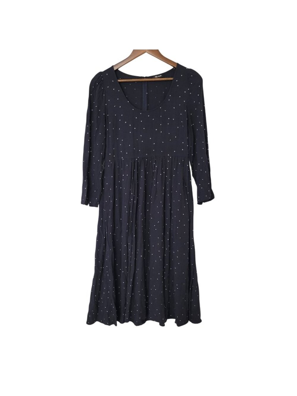 Madewell Black Star Print Midi Dress Womens Size 6 Long Sleeve